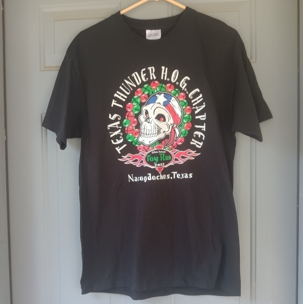 Men's Harley Davidson HOG Texas Thunder Toy Run Black T Shirt Size Medium Biker